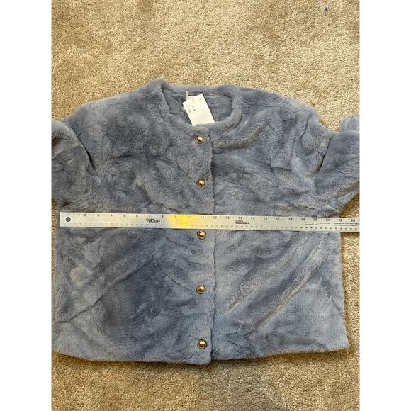 H&M Faux Fur Cropped Jacket Size Medium Oversized - Picture 9 of 10